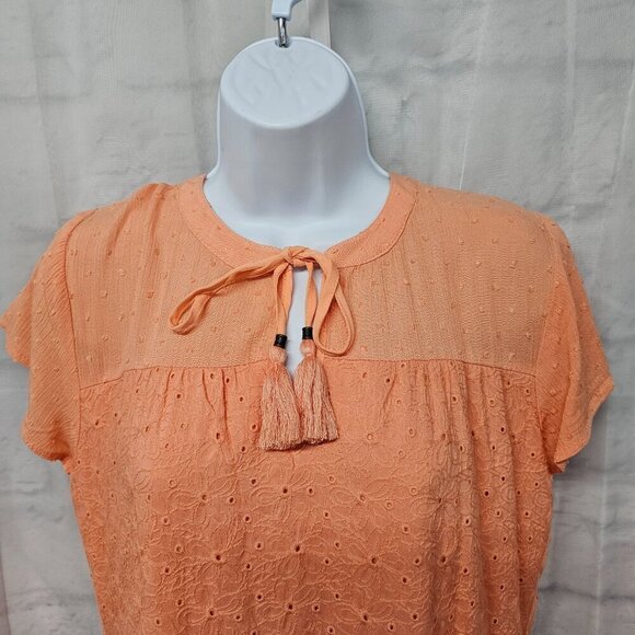 Kate & Sam Orange Peasant Dress Midi Swiss Dot Embroidered Eyelet Boho S - Picture 2 of 11